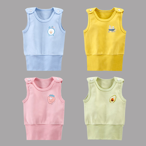 Baby vest pure cotton baby girl baby belly protection vest thin summer boys and children sleeveless T-shirt spring and autumn belly protection waistband