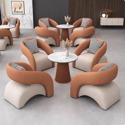 Business Reception Office Sofa, New Model Booth Seating, Hotel Lounge Area, Sales Office Negotiation Tables and Chairs, High-End Coffee Shop
