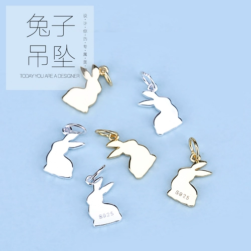 Глянцевый кролик, подвеска, милый браслет, ожерелье, аксессуар, серебро 925 пробы, простой и элегантный дизайн, «сделай сам»