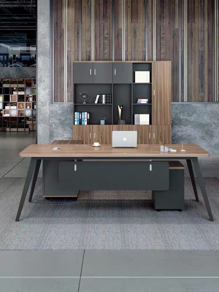 Xiamen desk boss desk manager desk simple modern executive desk single supervisor desk financial desk chair with side cabinet