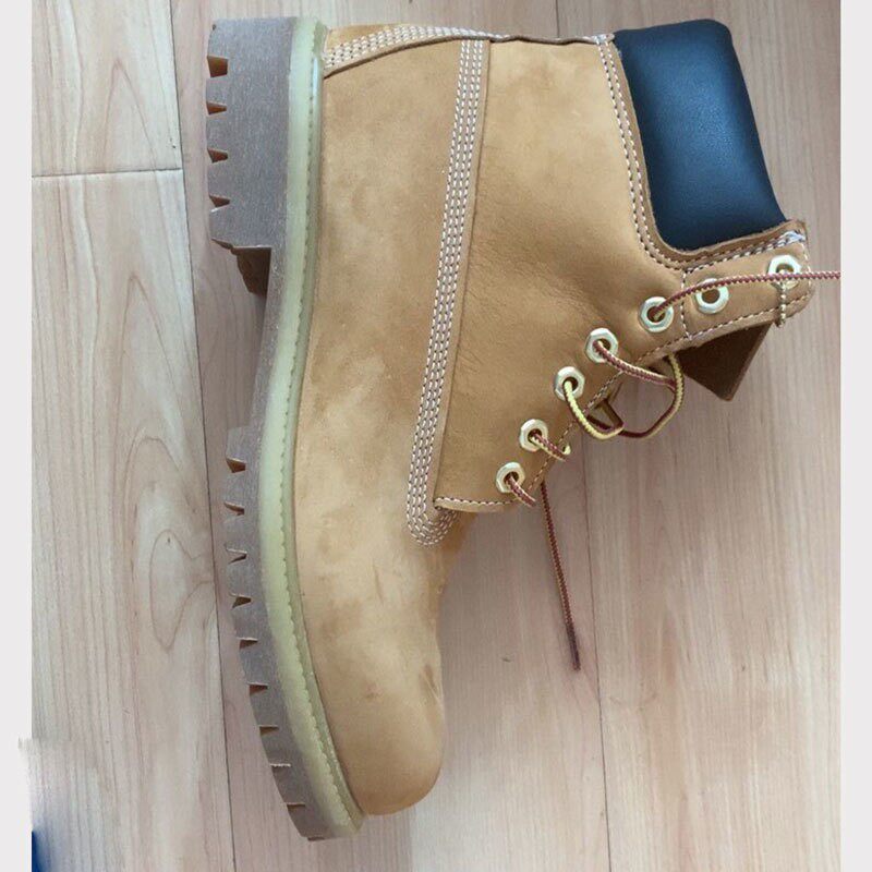 Martin Boots Man Winter Leather plus-fused Cotton Shoes High Help Shoes in Yellow Snow Boots