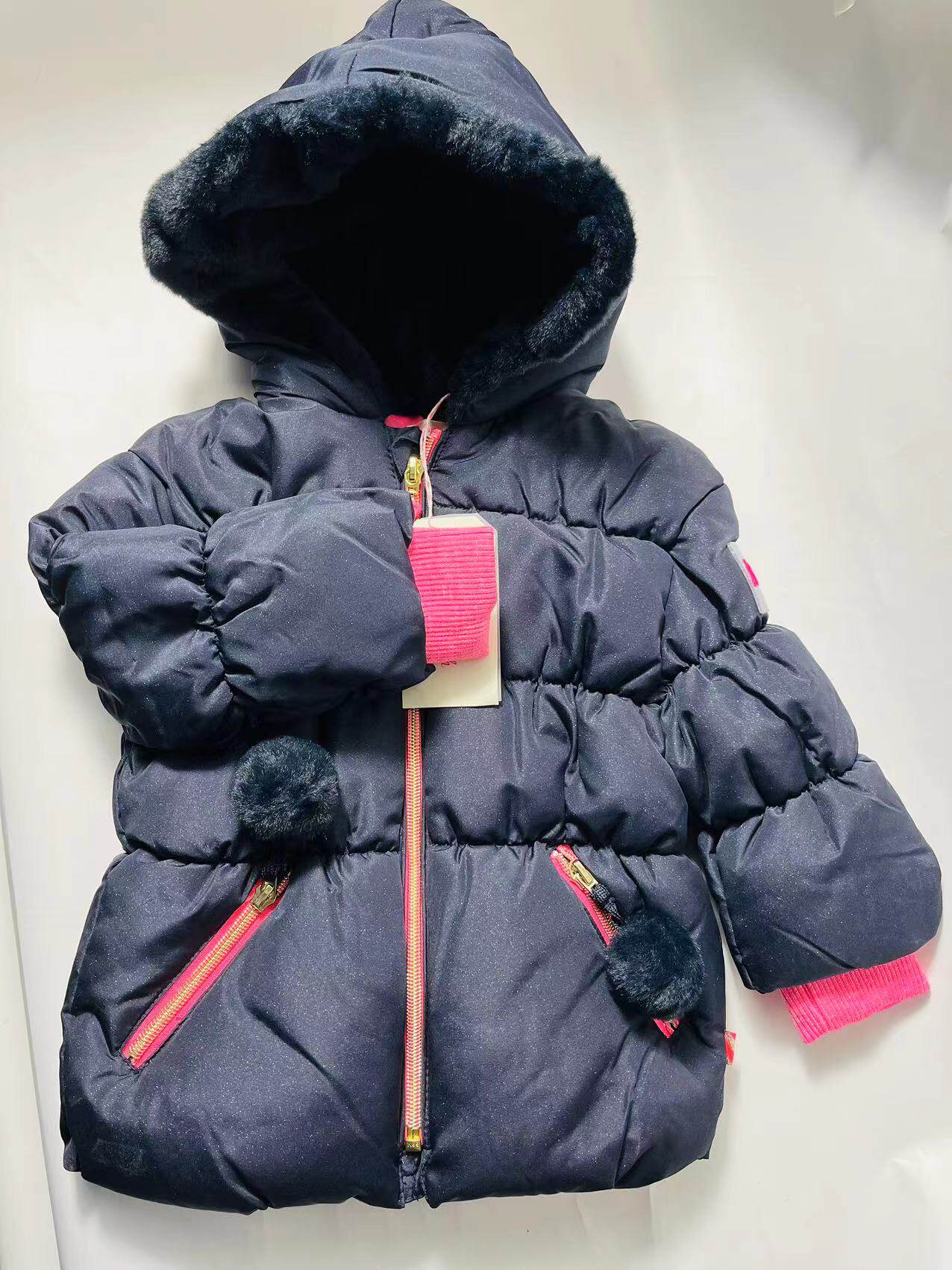 Детская куртка Жан 出口法国billieblush高级童装秋冬中长款可爱连帽棉服保暖收腰