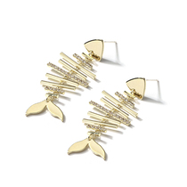 Personality Fish Bone Ear Nail and European Temperament Net Red Without Earrings Earrings Woman Earrings Pendant of Exaggerated Creativity long Ears Accessories