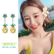 Summer Pineapple Earrings High Level Sensational Style Net Red Hyperbolic long ear nail Fashion personality No earbuds Ear Clip Earrings
