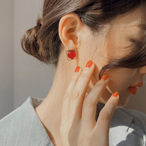 Advanced senses red square earrings South Korean earrings delicately bursting with 2022 new temperament net red and gentle earrings
