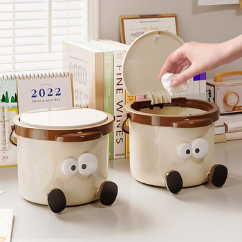 Desktop Trash Can with a High Aesthetic Appeal, Cute Mini Wastebasket with Lid, 2025 New Model for Living Room, Desk, Bedside Storage Bin