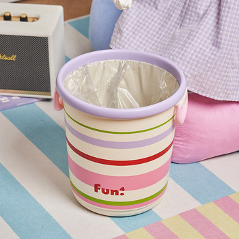 Trash Can for Home Use 2025 New Model High Aesthetic Creative Dopamine Toilet-Specific Sanitary Bin Without Lid Bedroom Wastebasket