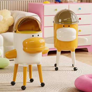 Trash Can for Living Room, Home Use, 2025 New Model, High-End with Lid, for Kitchen, Bedroom, Bathroom, Stylish and Creative, No Need to Bend over