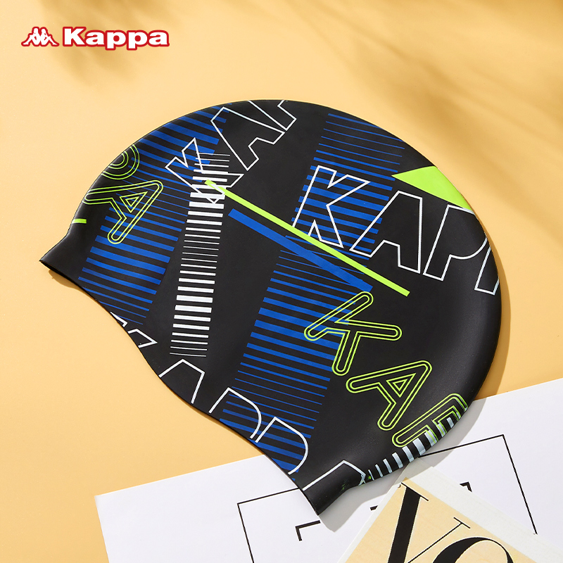 Kappa swimming cap men's silicone waterproof printing long hair special non-straightening head ear protection women's professional large hat