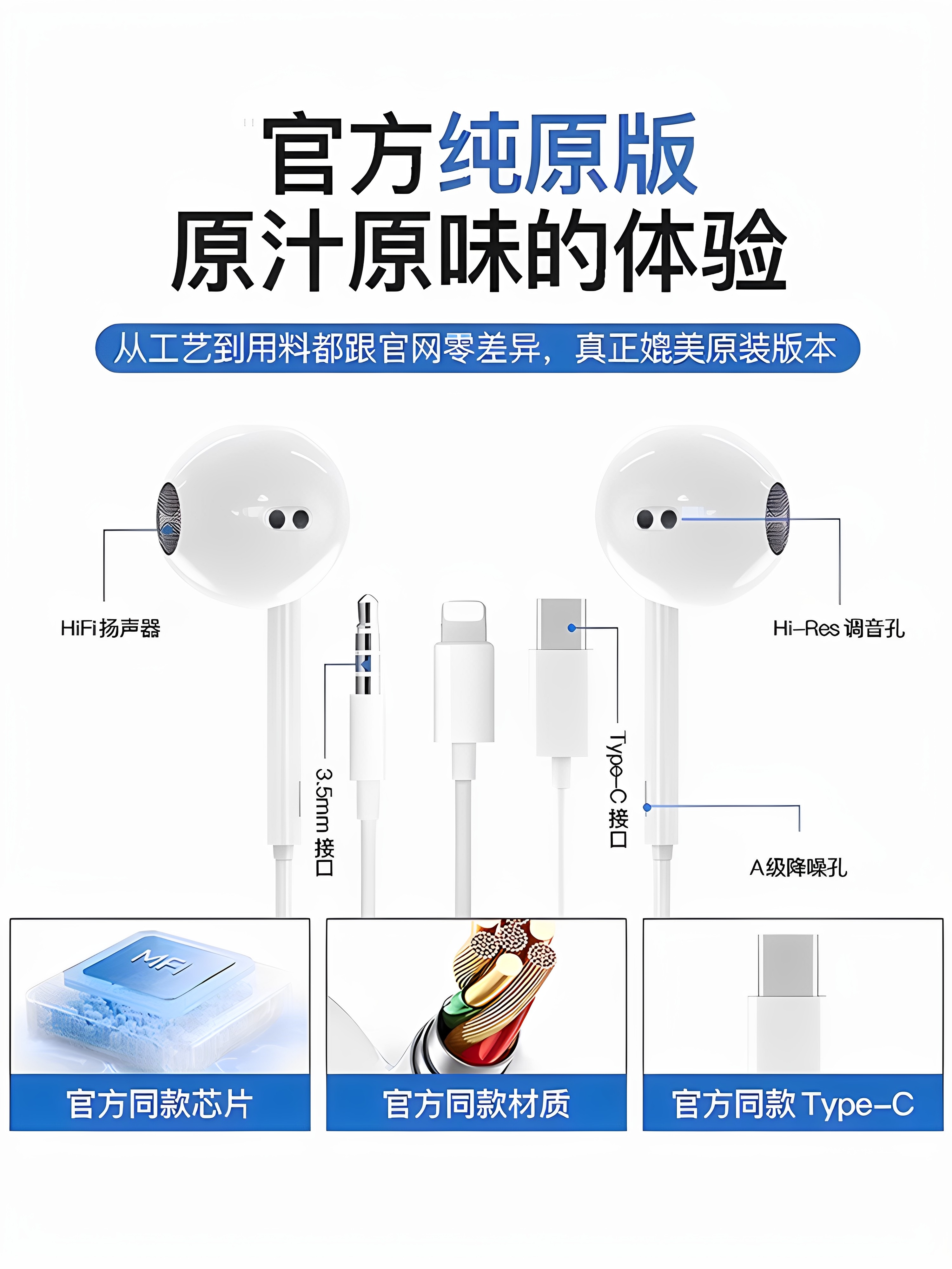 Senhomtog Original Genuine Wired Headphones Are Suitable for Apple Iphone17/16Typec Interface 15Pro14