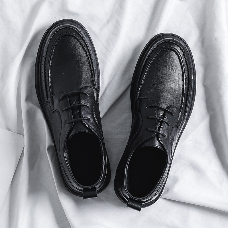 Black casual small leather shoes men's winter high-end business dress British style work wedding bridegroom shoes