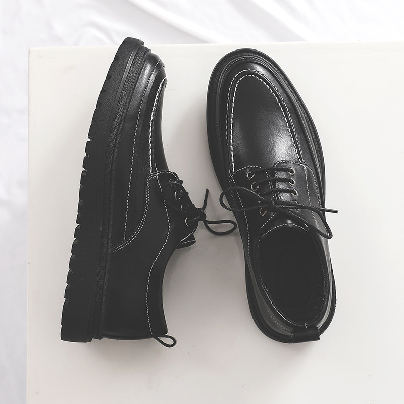 Small leather shoes men's business formal wear summer breathable teenagers with suits British height increase casual wedding groom shoes