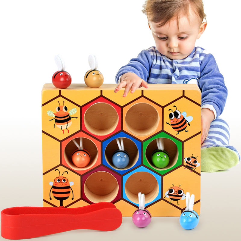Children Montets Early teaching aids clip small bee beads hand-eye coordination Exercise special attention Puzzle Power Toys