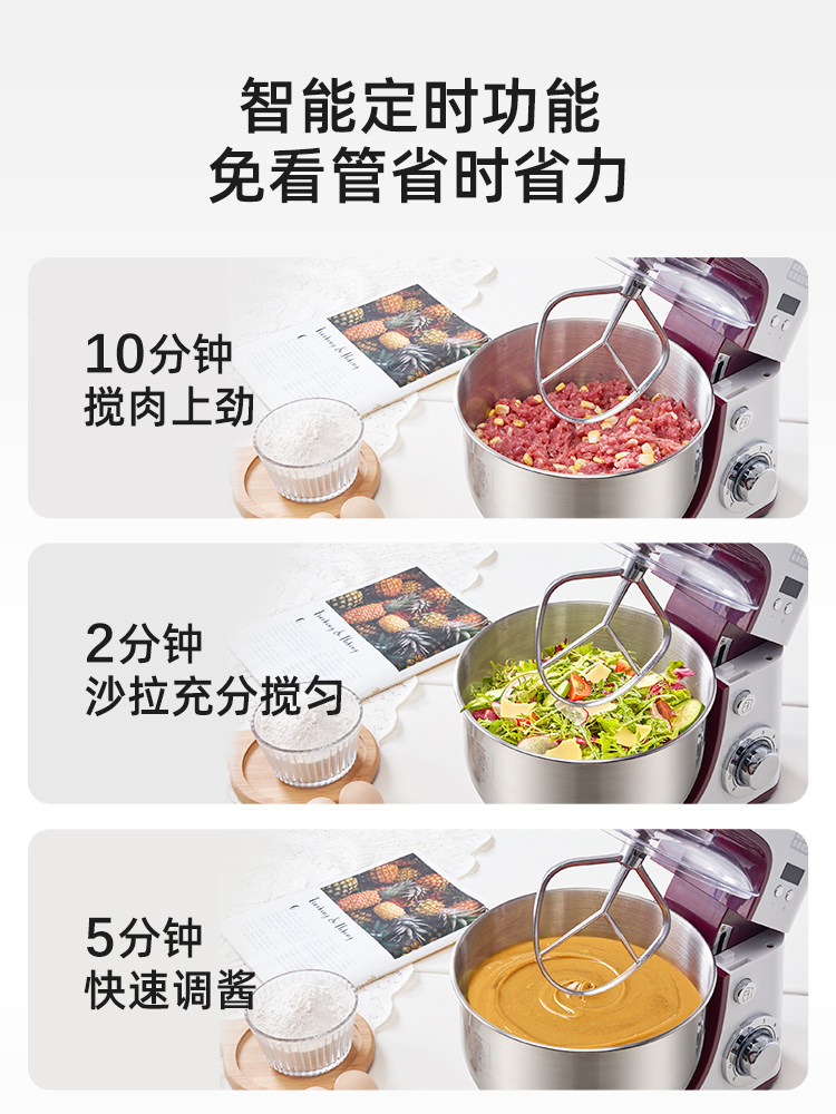 Shunran 5.5L Commercial Meat Mixer, Food Processor for Meat Filling, Automatic Small Mixer for Stuffing and Filling