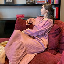  Pajamas night dress female spring and autumn refined cotton long-sleeved 2021 new spring and autumn long French fugitive fairy skirt