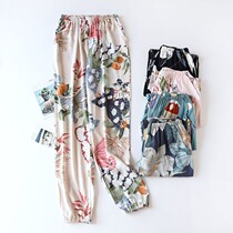  Artificial cotton pajamas womens summer cotton-padded closed trousers loose and thin air-conditioning pants can be worn outside anti-mosquito home pants