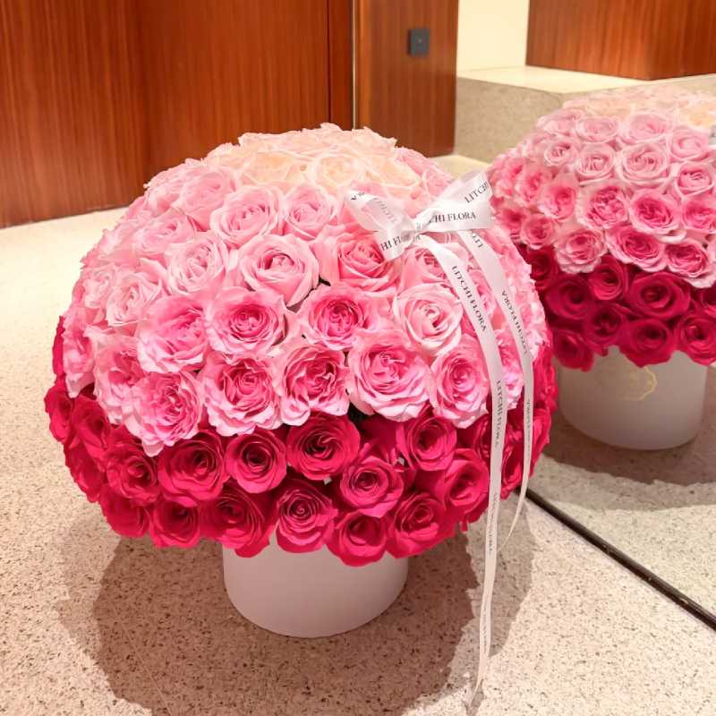 Gradient Rose Hug Bucket Bouquet, Fresh Flowers, Same-City Express Delivery, Birthday Gift for Girlfriend, Beijing, Shanghai, Hangzhou Store