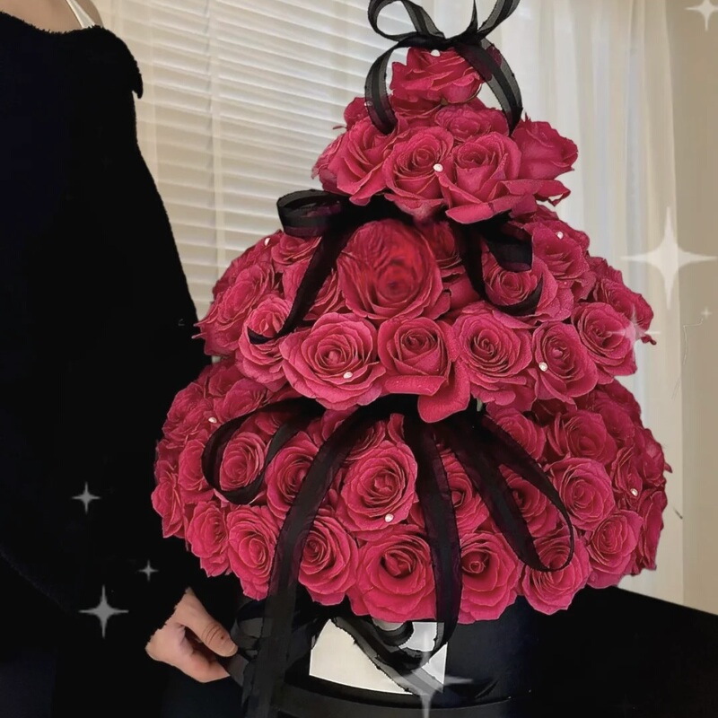 99 Freud Rose Tower Flower Delivery Service for Girlfriend's Birthday Gift Bouquet Delivery in Beijing, Shanghai, Shenzhen