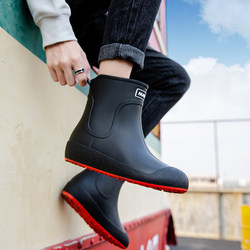 German non-slip rain boots for men, mid-calf warm rain boots plus velvet waterproof shoes, kitchen rubber shoes, overshoes, car wash fishing shoes for women