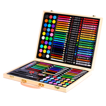 Childrens color lead full set combination wooden box Primary school students watercolor stroke painting tools Kindergarten brush girl painting