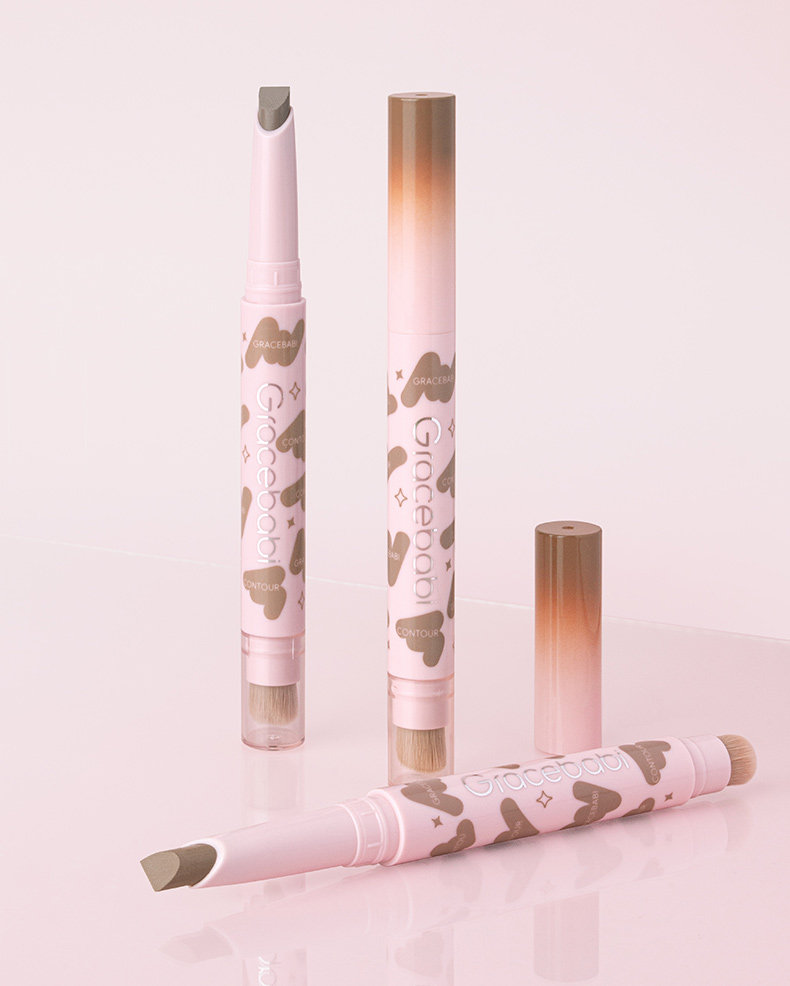 【中國直郵】 Gracebabi 修容陰影 立體輪廓 臉部遮瑕筆雙頭 1支裝 水泥灰