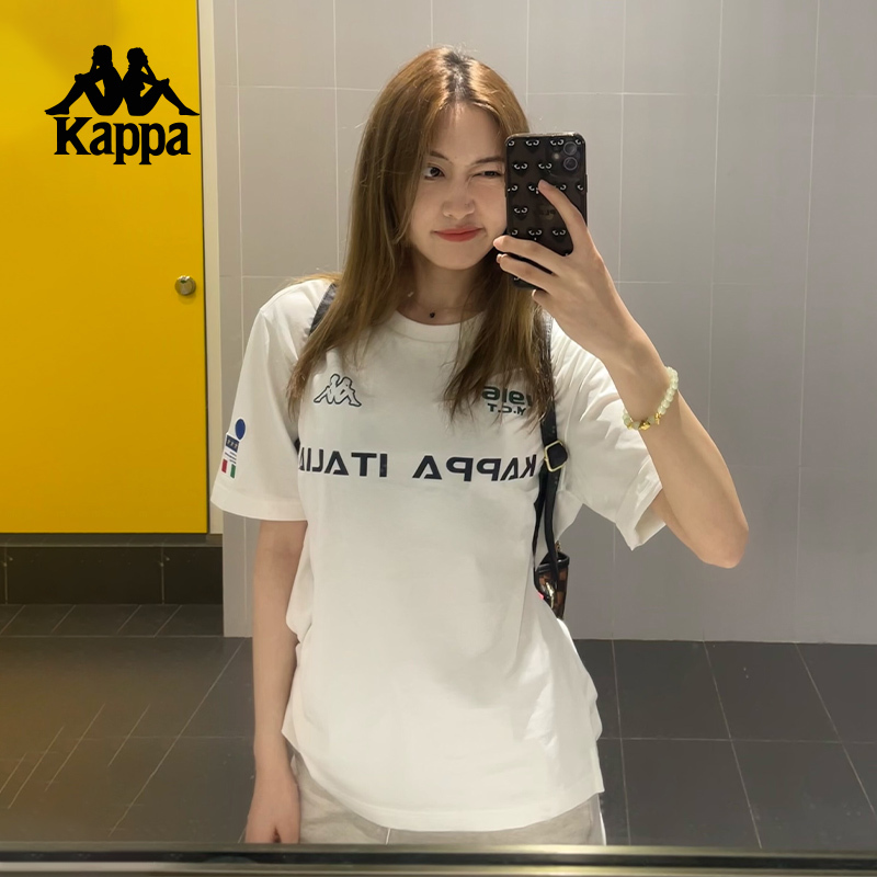 Kappa Couple Sports Short-Sleeve T-Shirt for Men, Summer New Pure Cotton Half-Sleeve Top, Women's Casual T-Shirt