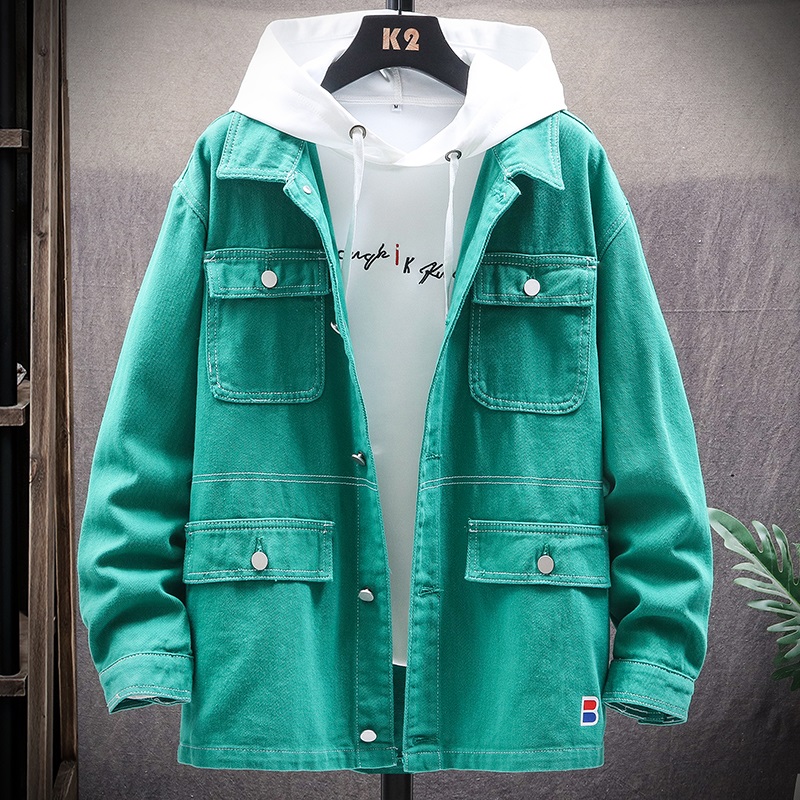 10 thanh thiếu niên 15 tuổi junior học sinh trung học chàng trai mùa xuân mùa thu denim jacket 13 chàng trai trung bình và lớn của nam giới 12 áo khoác Hàn Quốc phiên bản.