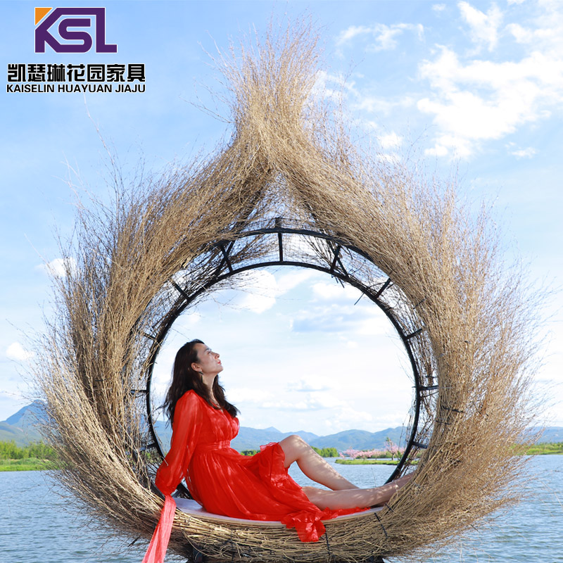 Bali Nets Red Bird Nest SWING SCENIC SPOT WEDDING DRESS SHOOTING PROPS CREATIVE HANGING ROUND BED OUTDOOR FOLK BIRD NEST