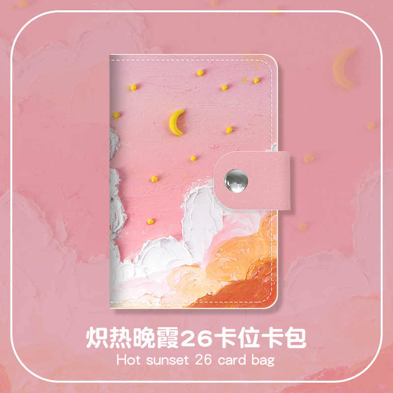 ins original oil painting card bag multi-position large capacity small and delicate driving license card holder anti-degaussing and theft brush female