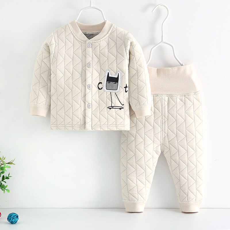 Baby autumn and winter suit young baby warm autumn clothes girl pure cotton underwear boy autumn clothes thicken high waist