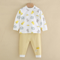 Children Pure Cotton Autumn Clothes Autumn Pants Suit Women Baby Shoulder Buckle Home Suit Little Boy Winter Clothes Underwear Pyjamas