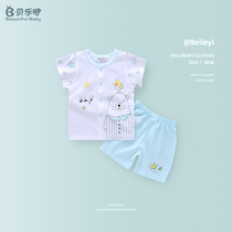 Baby short sleeve suit cardiovert summer clothing 1 year old pure cotton summer female baby clothes 3 male children 6-12 months slim fit