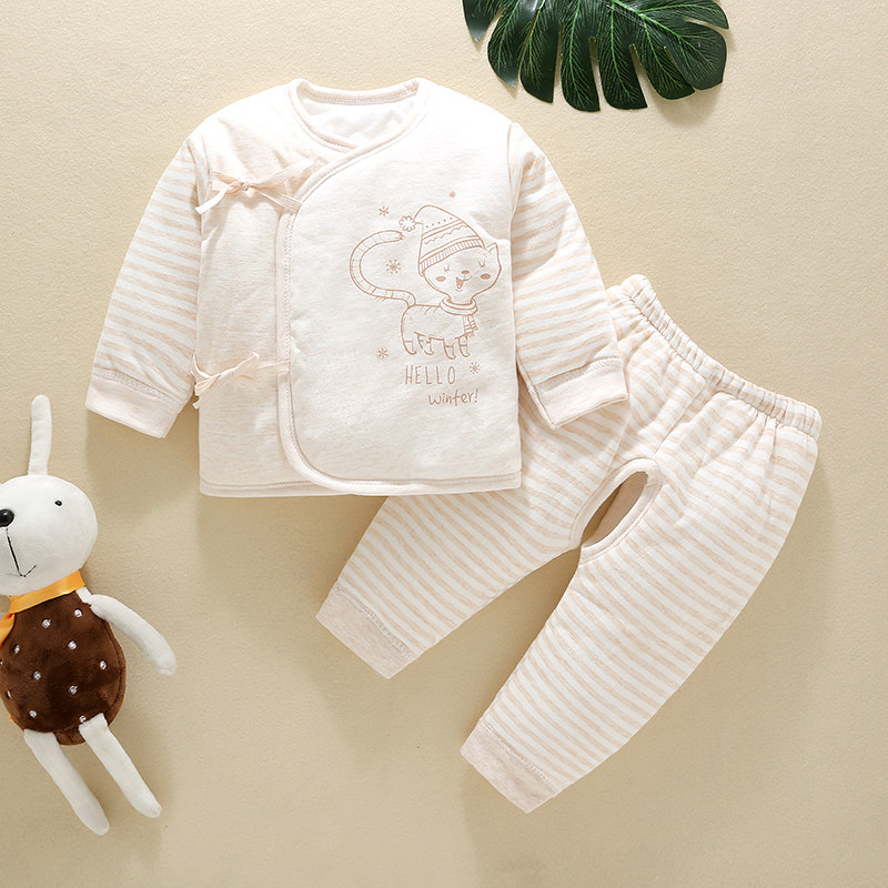 Baby Clothes Autumn Winter Suit Newborn Baby Clips Cotton Two Sets Warm Clothes Cardiovercoat and Thickened Cotton Clothes
