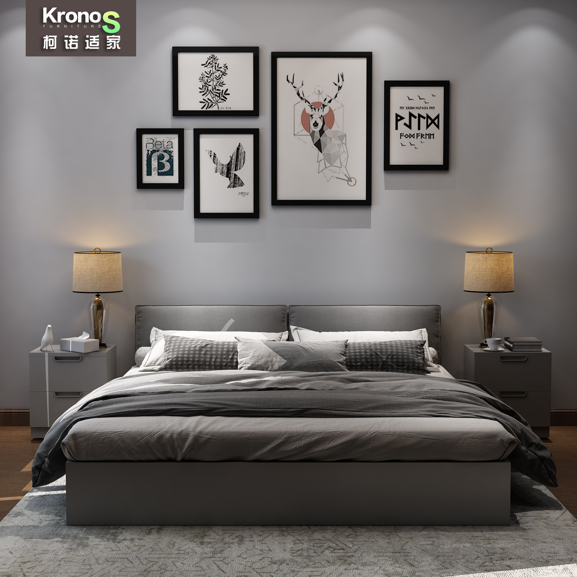 Kono Palatable Nordic Bed Double Bed 1 8 m Bed Master Bedroom 1 5 m Bed Modern Minimalist Bedside Soft Bag Containing Bed