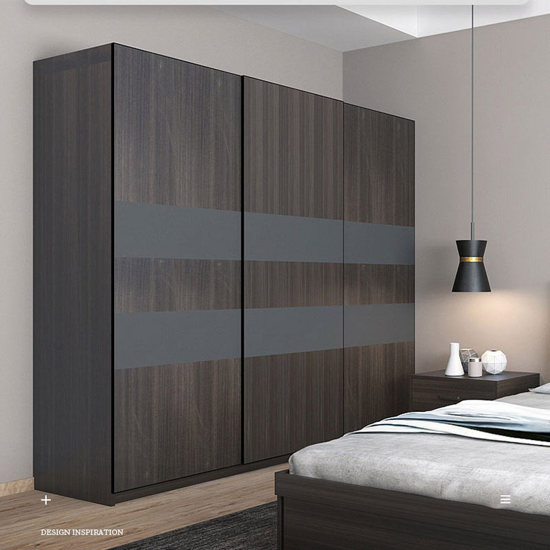 Wardrobe modern simple home bedroom push-pull sliding door assembly Nordic mobile door wardrobe support customization