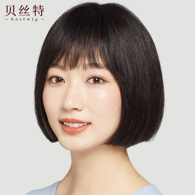 Real Hair Wig woman Short haired Popo head sleeve All True Nature Long hair Chemotherapy Lady Live-action Hair Wig
