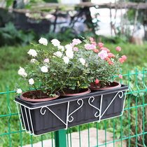 Balcony railing flower stand hanging rectangular vegetable flower pot simple iron rack hanging balcony vegetable strawberry pot hanging rack