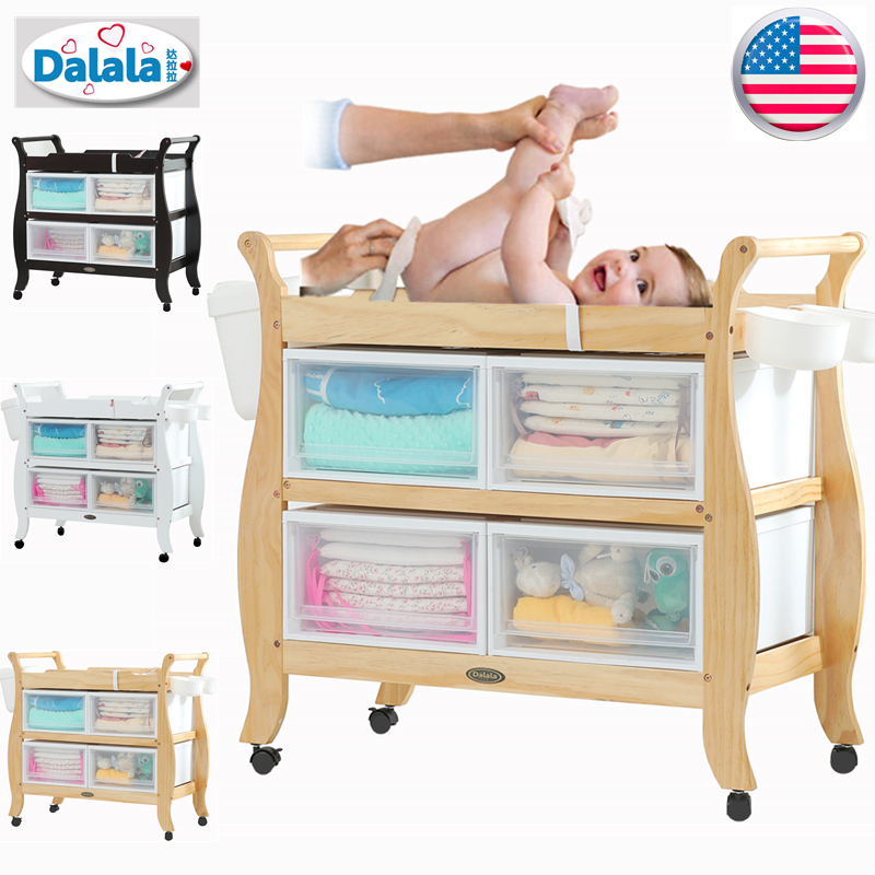 Dalala Darara Baby Diaper Table Import solid wood newborn baby care bath touch massage storage table