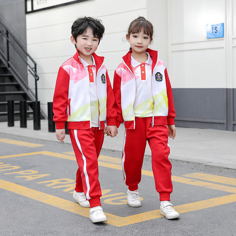 School uniform package elementary school students in spring and autumn clothing Chinese red sports clothing in autumn kindergarten clothing