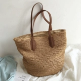 Соломенная барсетка, вместительная и большая летняя пляжная сумка через плечо, французский стиль