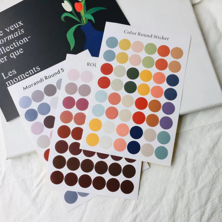 ins wind color polka dot stickers Morandi color earth color sealing stickers Hand account peripheral card stickers Photo stickers