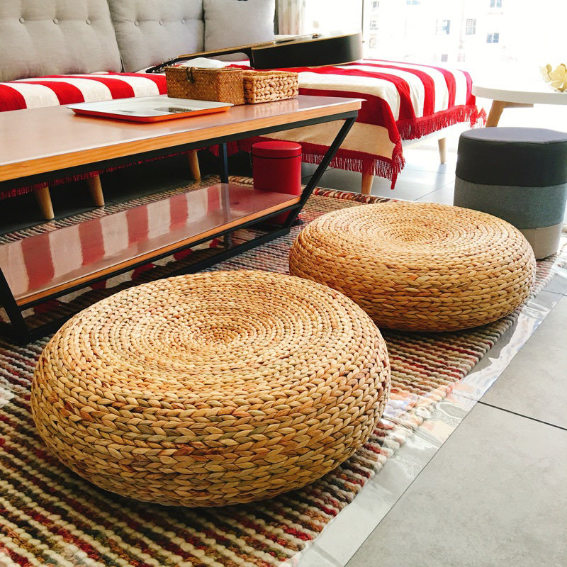 Straw futon tatami cushion floor Japanese thick rattan woven home with round meditation mat meditation mat straw mat