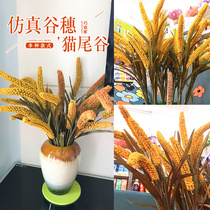 Simulation of the grain of the grain of the grain of the Ocean Cat Tail Valley Rural Millet Personality Decoration Flower Shooting Prop