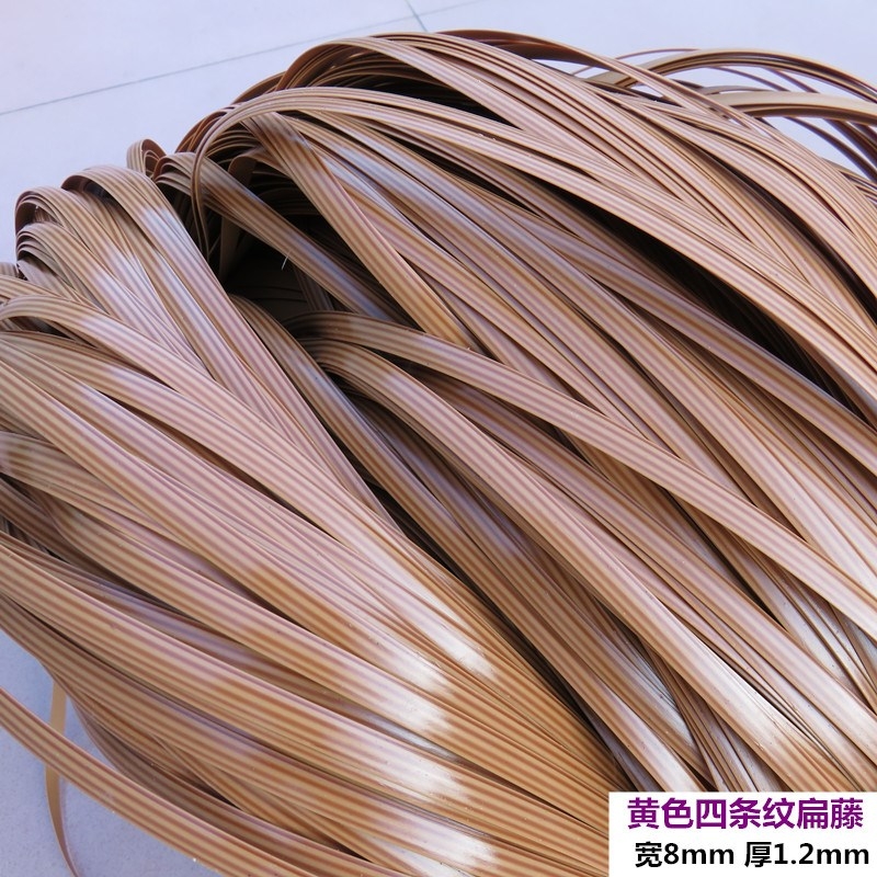 Plastic rattan has PE/PVC round flat piece of rattan basket repair material receive basket has chair tea table