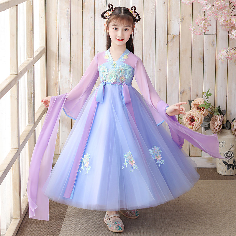 girls' spring clothing 2021 new spring and autumn ancient dress Chinese style children's tang cheongsam dress