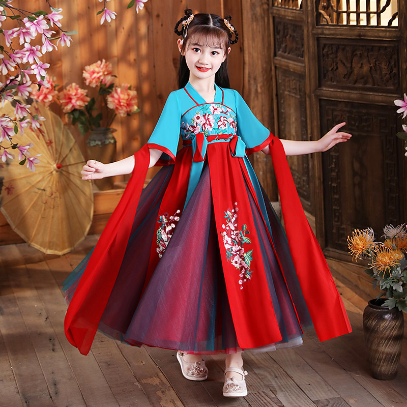 Han girls' antique clothing Chinese style 2021 new spring autumn summer children's clothing antique fashion skirt super immortal girls' tang clothing