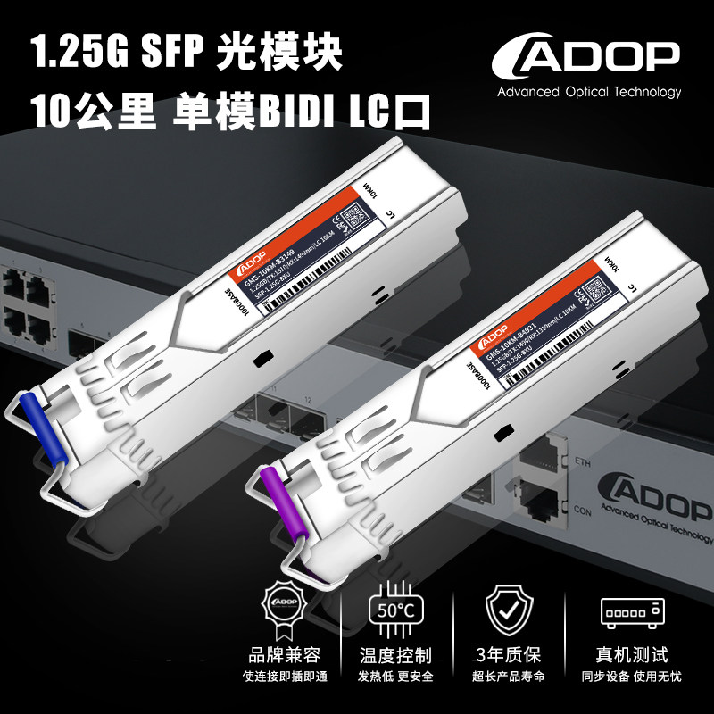 Industrial grade ADOP one thousand trillion single-mode single fiber optical module SFP 1 25G BIDI optical module 10 20km Interface LC SC customizable