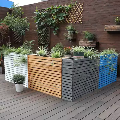 Dining room partition flower stand outdoor balcony anticorrosive wood flower trough outdoor courtyard solid wood fence flower pot stand flower box fence