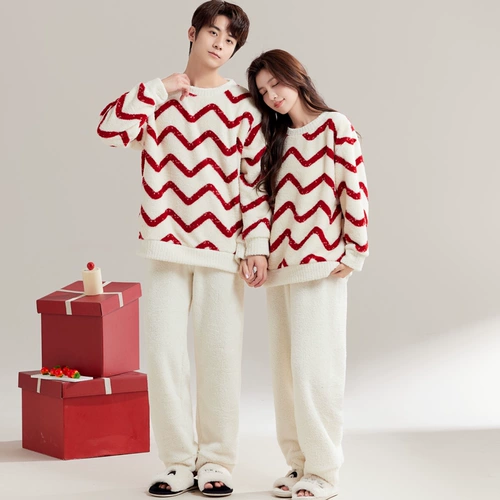 Демисезонная коралловая бархатная пижама для влюбленных, утепленный зимний фланелевый комплект