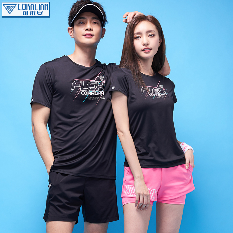 KeLain Korean badminton suits for men and women short sleeves breathable quick dry tops fashion couple slim slim slim sportswear
